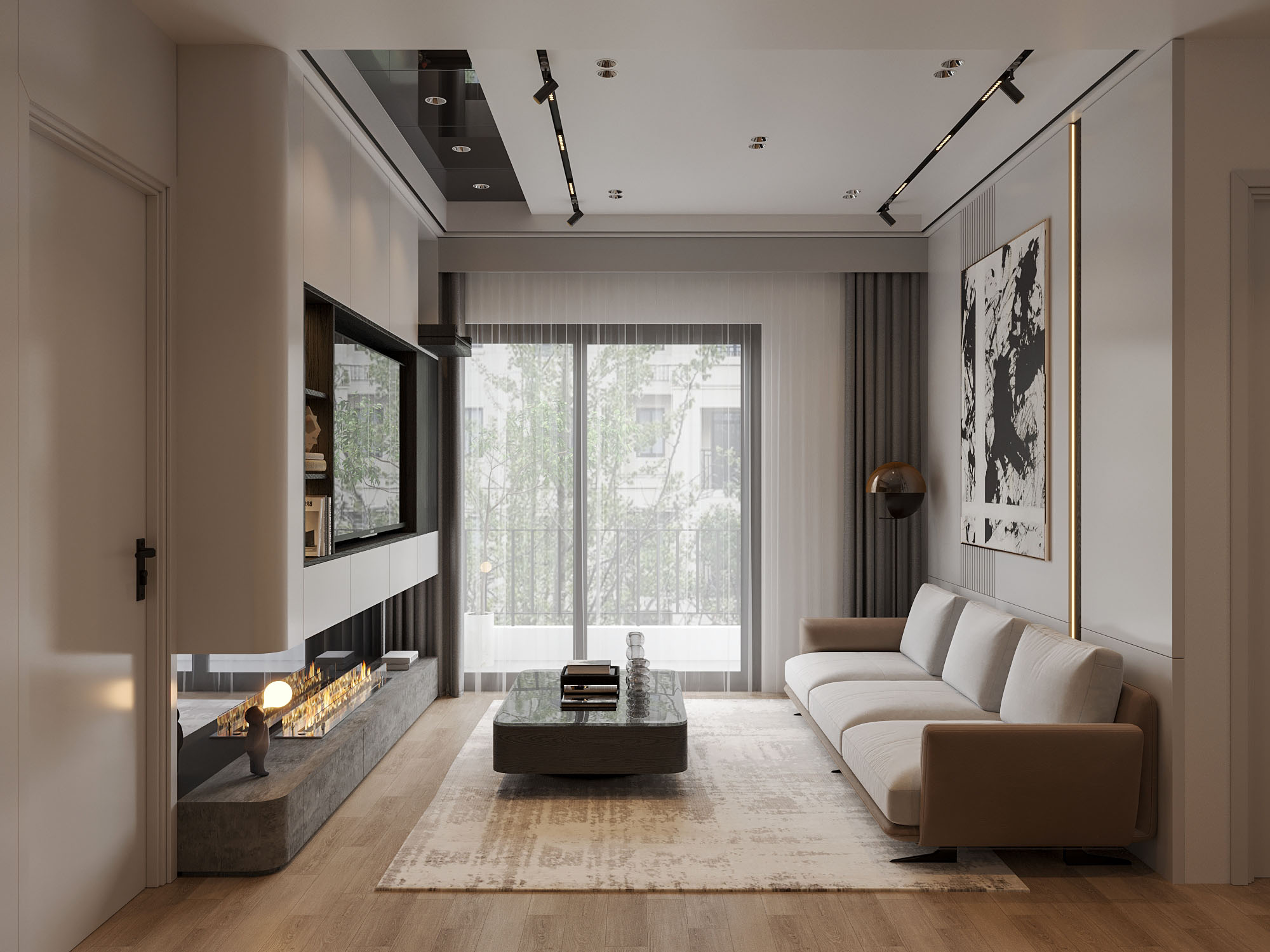 Phối cảnh phòng khách phong cách Contemporary tại Lumi Signature
